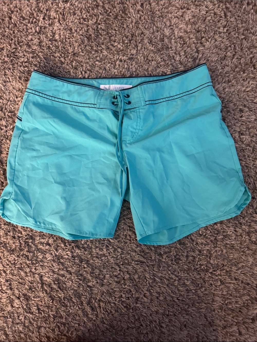 Carve Designs Women's Aqua Drawstring Athletic Shorts